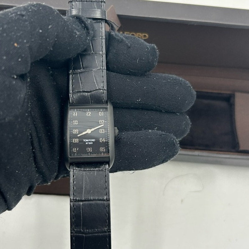 Tom Ford men's N001 Black Leather watch Swiss quartz movement NWT