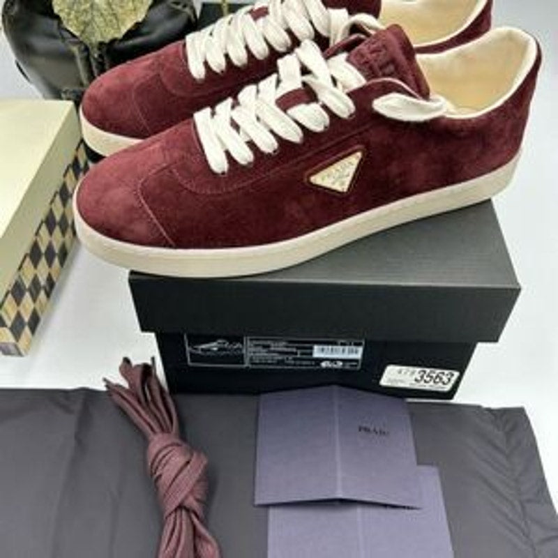Men's Prada triangle logo suede sneakers size 8.5 US made in Italy