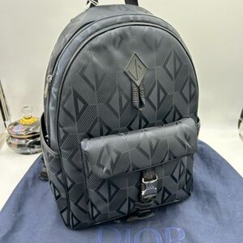 Dior Diamond dark black backpack made in Italy NWT