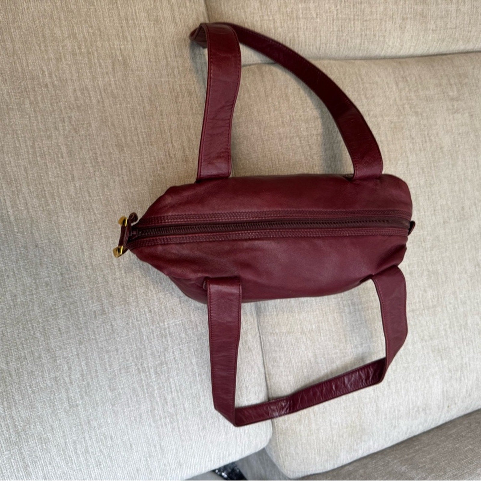 Loewe leather long strap buttery soft w/anagram and gold side gorgeous accents