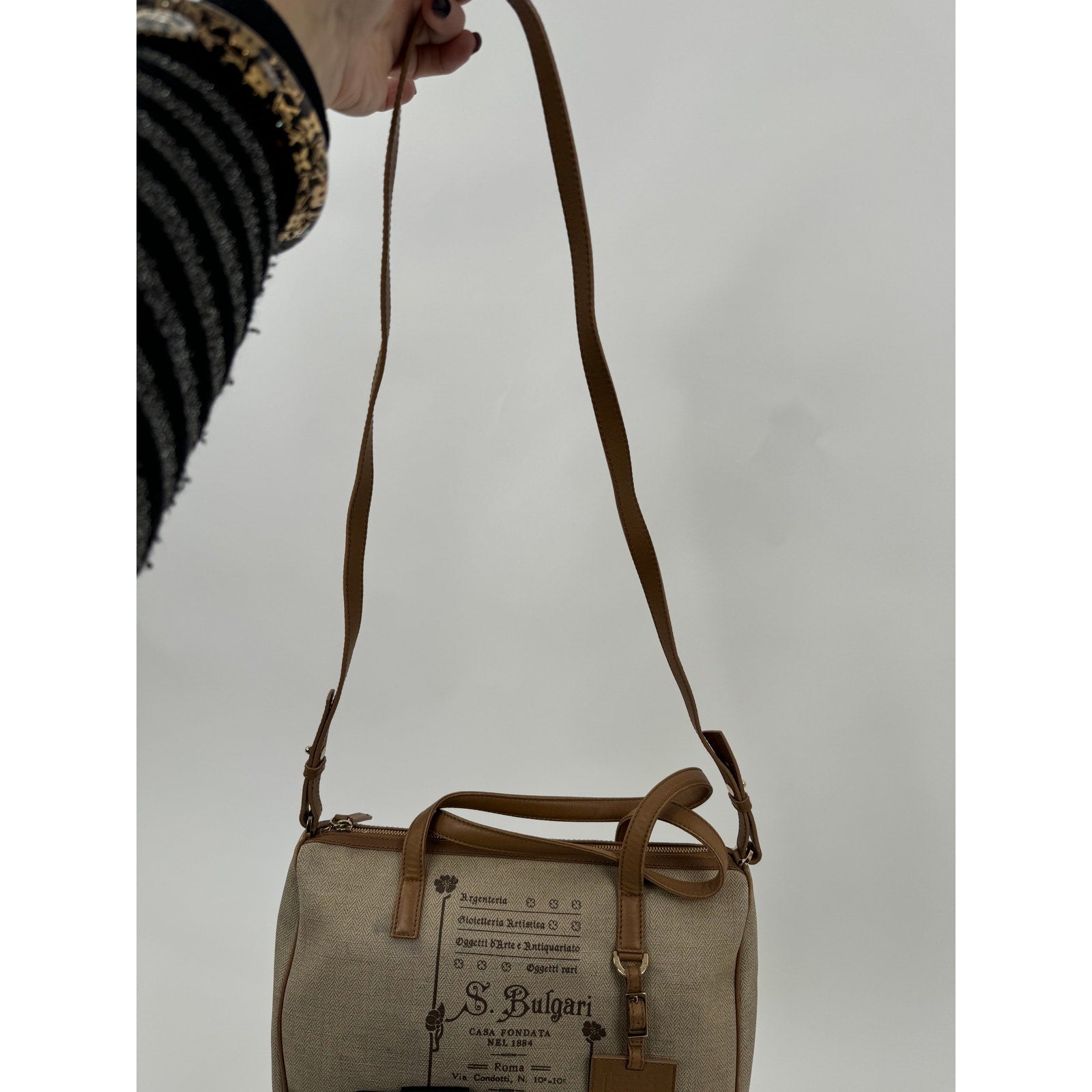 Bulgari Speedy Type Bag With Long Strap With Matching Trifold Wallet