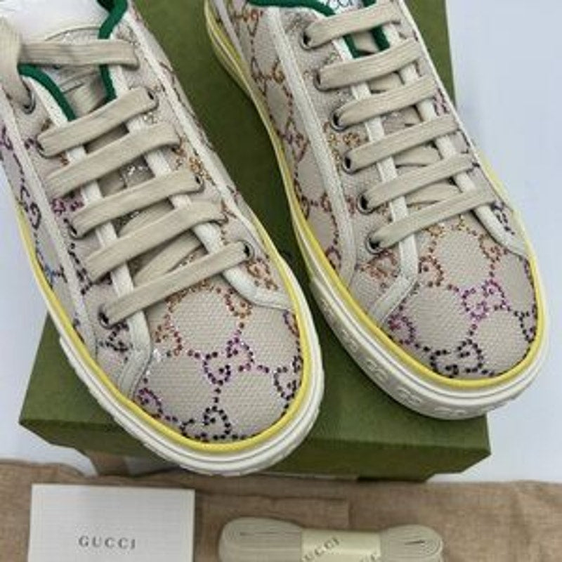 Women's Gucci tennis 1977 low top sneakers in canvas with multicolor crystals 40