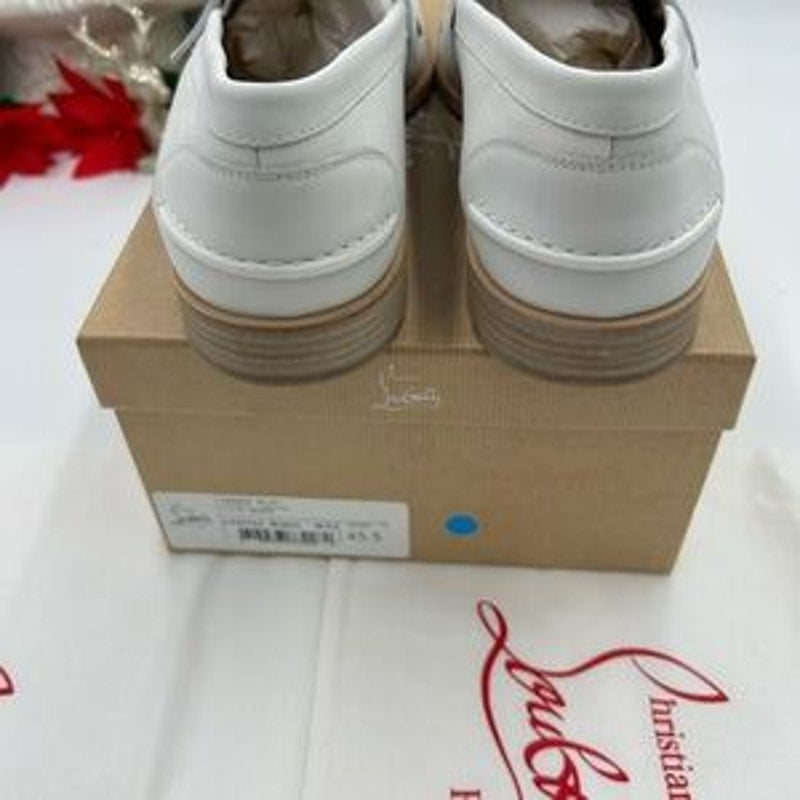 Men's Christian Louboutin white leather penny loafers size 45.5 made in Italy