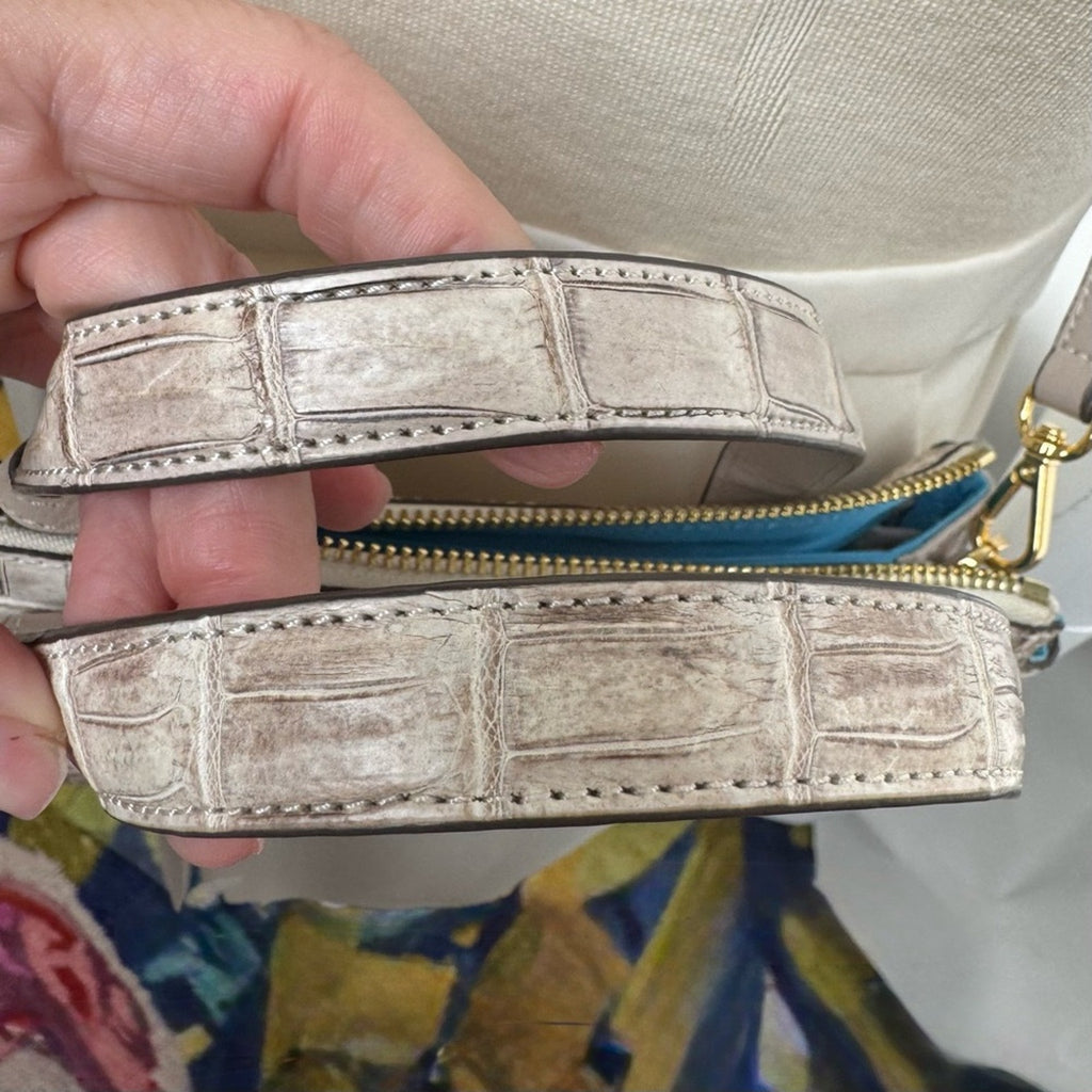 Niloticus crocodile Pelley Lusso two way bag NWT blue interior/adjustable strap
