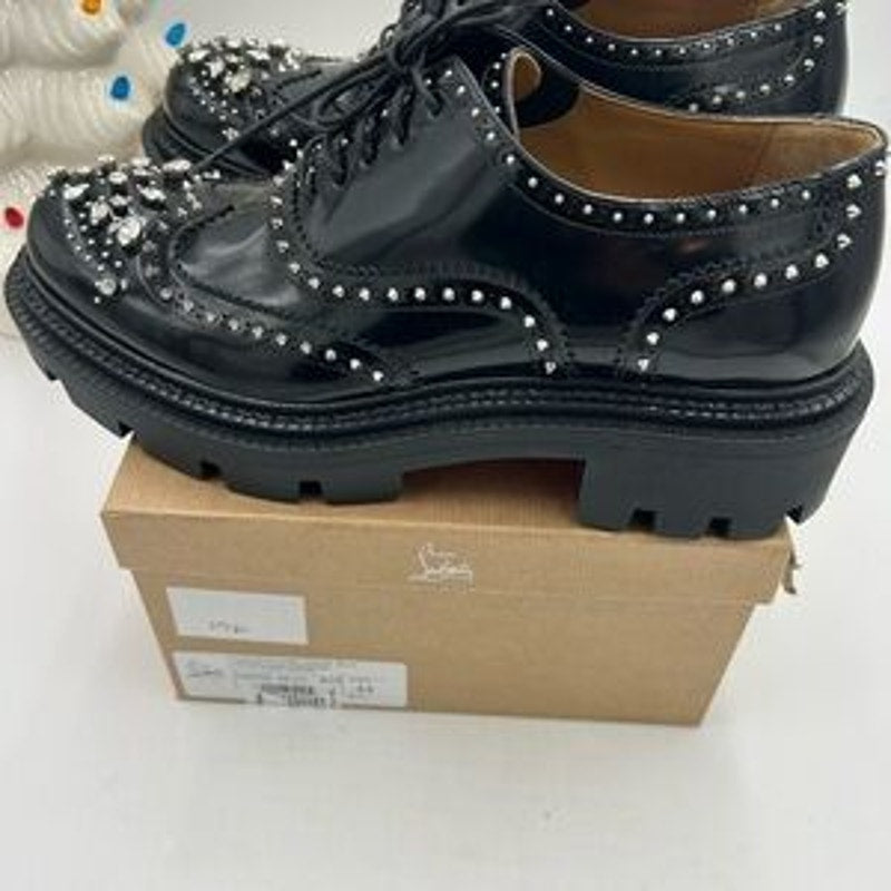Men's Christian Louboutin college strass embellished Leather Oxford's size 44