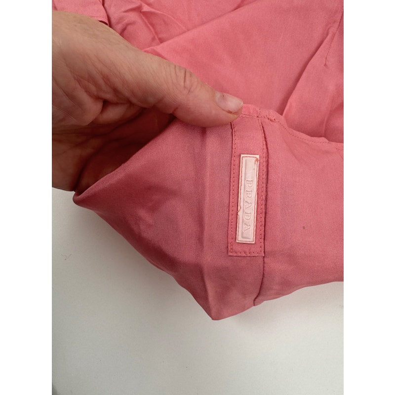 Prada NWT 100% Silk Pink Ruffle Sleeve Blouse Top IT 42 US 6-8 Made in Italy