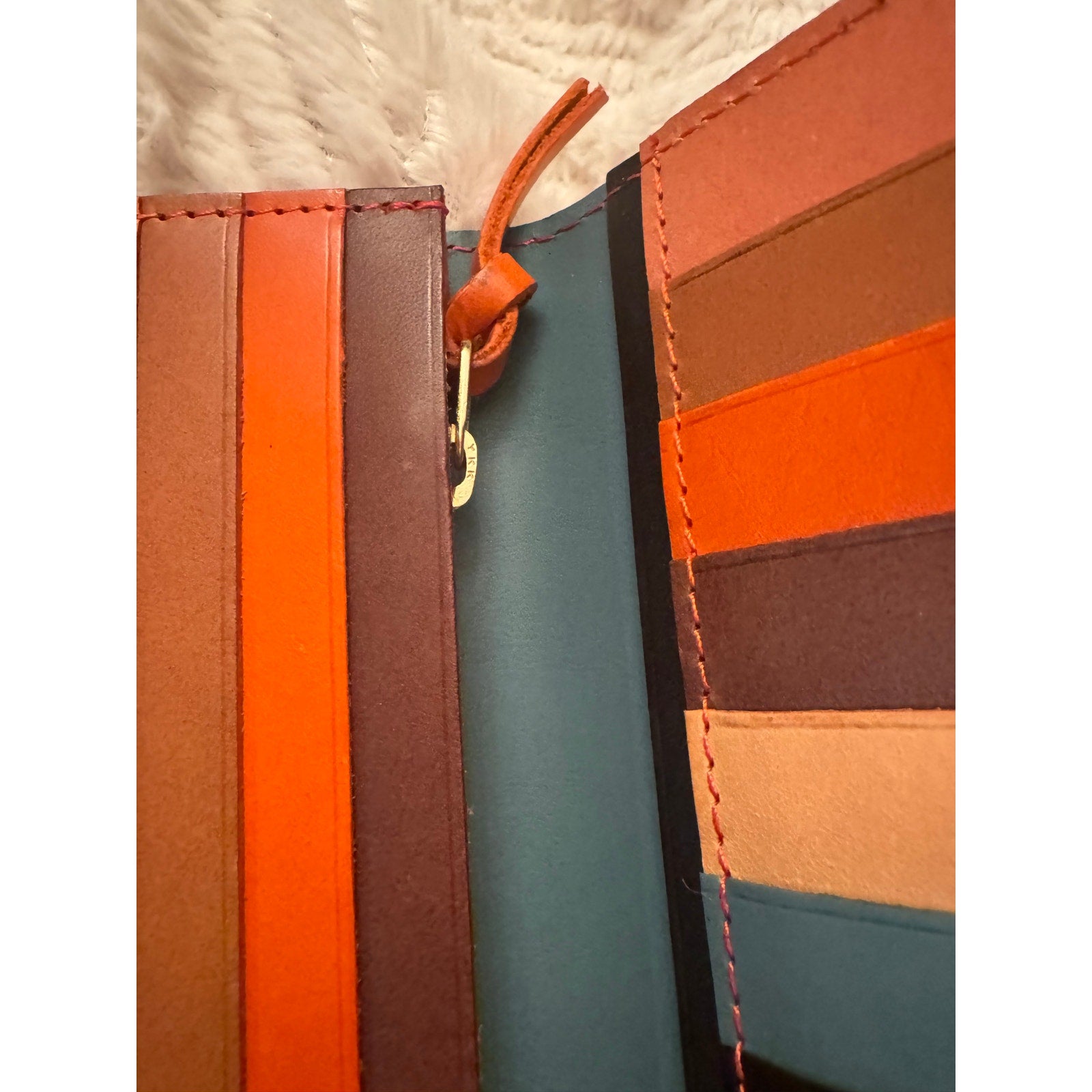 Craftwork Products Japan Made Deep Orange Colorblock Motif Long Wallet