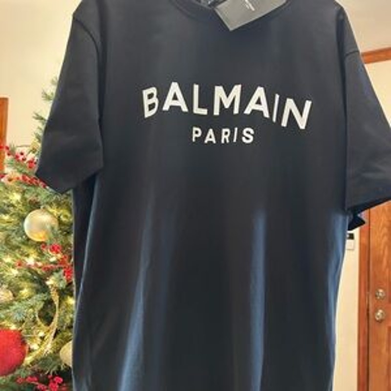 Balmain Paris Black cotton logo T-Shirt for Men size small made in Italy