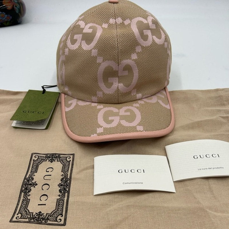 Women's Gucci, Jumbo, GG canvas, baseball hat in beige and pink size XL Italy