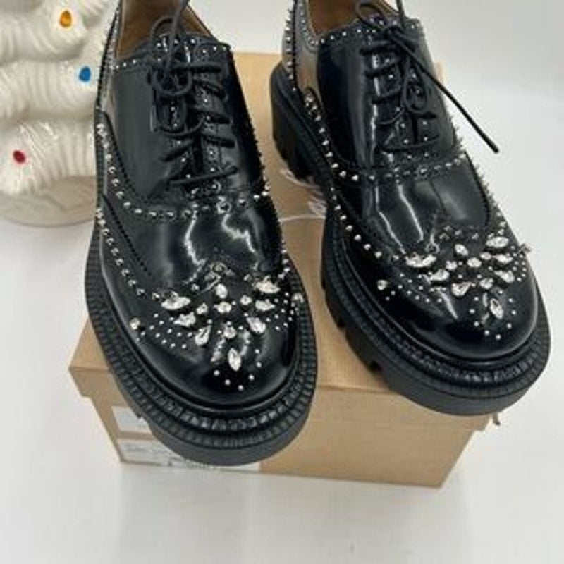 Men's Christian Louboutin college strass embellished Leather Oxford's size 44