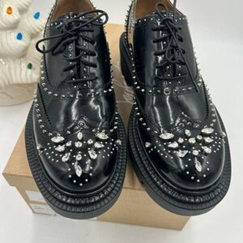 Men's Christian Louboutin college strass embellished Leather Oxford's size 44