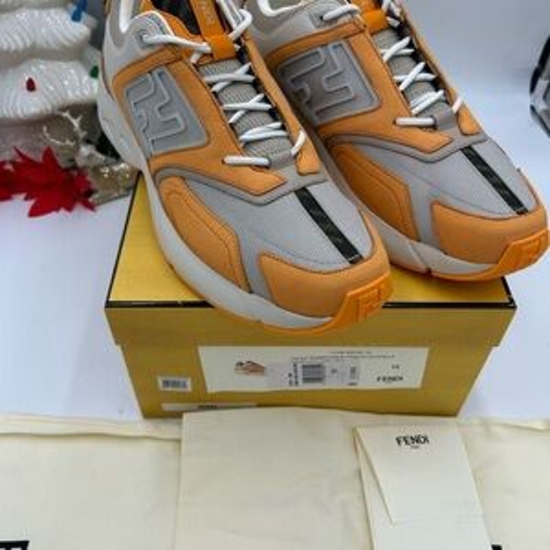 Fendi Men's FF logo textile runner sneakers size 12 made in Italy