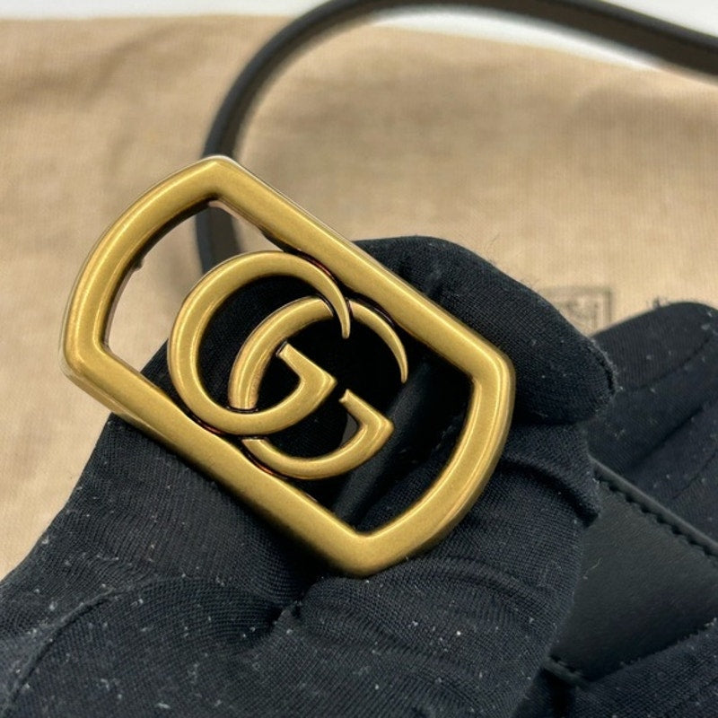 Men's Gucci double G black leather belt size 90 cm/36 inches made in Italy