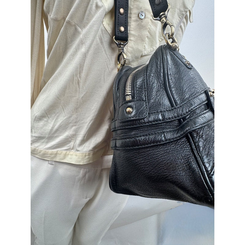 Gucci Black 3-Way Bag Horsebit Bamboo Accent Convertible Shoulder Crossbody Bag