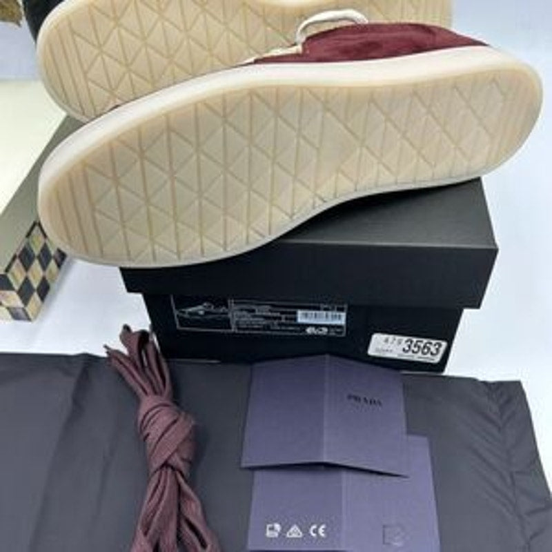 Men's Prada triangle logo suede sneakers size 8.5 US made in Italy