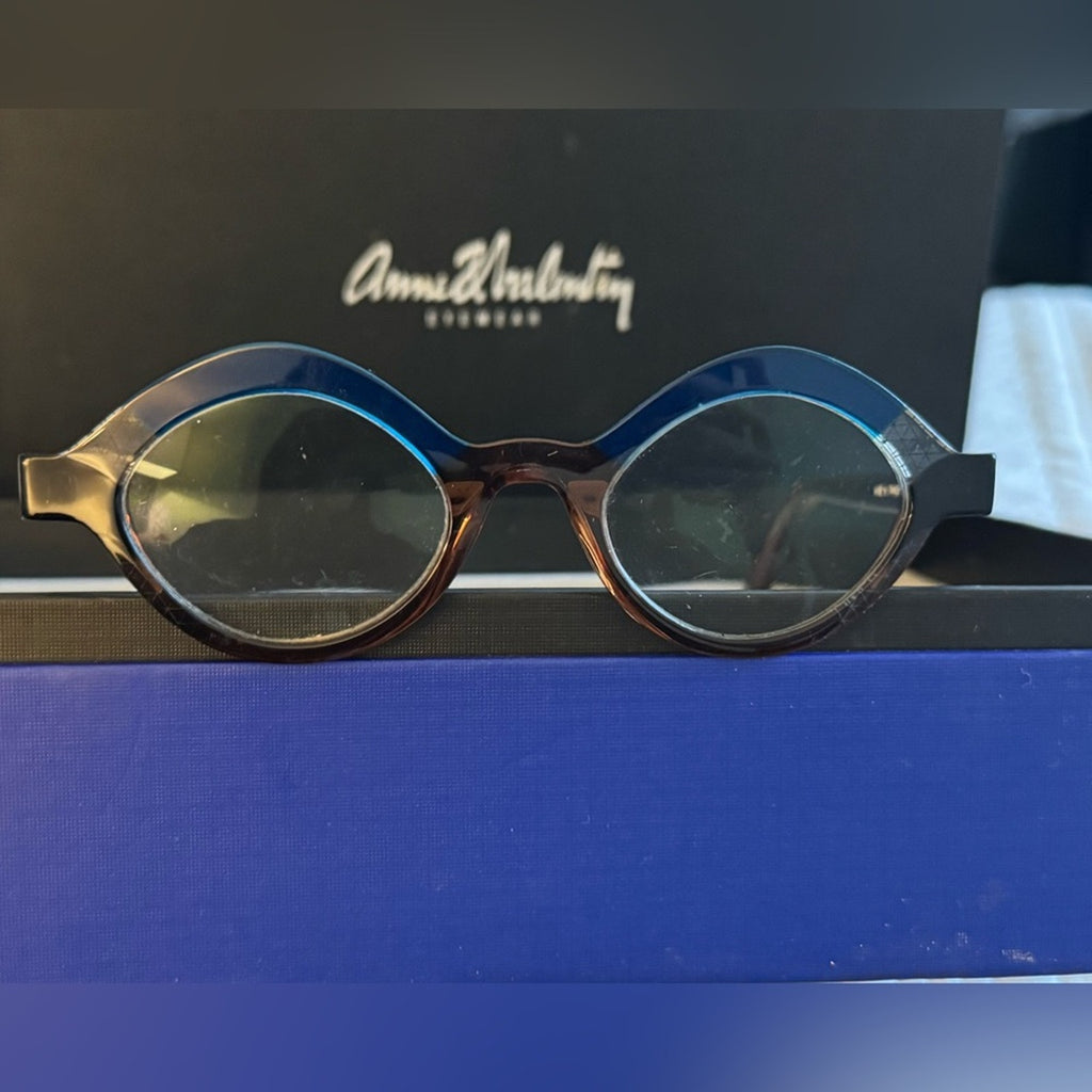 Anne et Valentin Blue and Brown and cross hatch handmade gorgeous frames