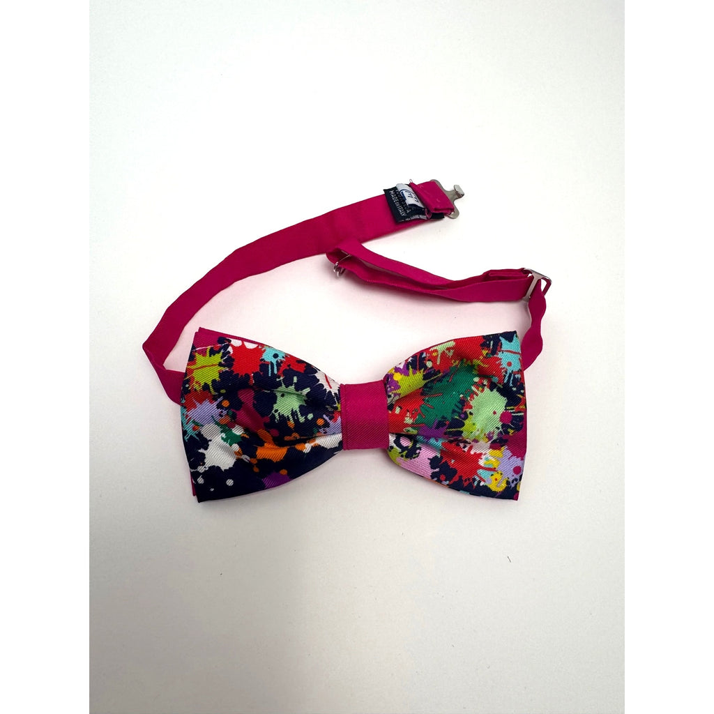 FEFE Napoli Men's NWT Silk Multicolor Paint Splatter Abstract Art Bow Tie