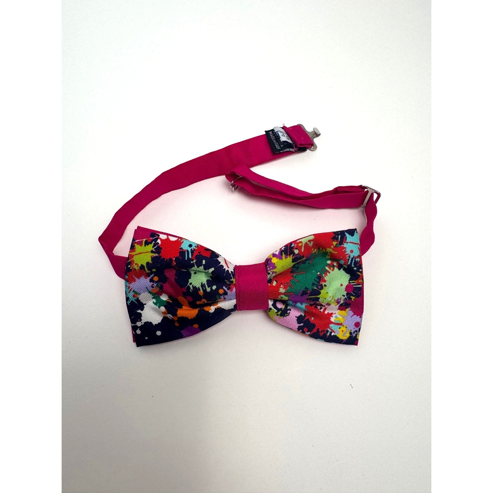 FEFE Napoli Men's NWT Silk Multicolor Paint Splatter Abstract Art Bow Tie