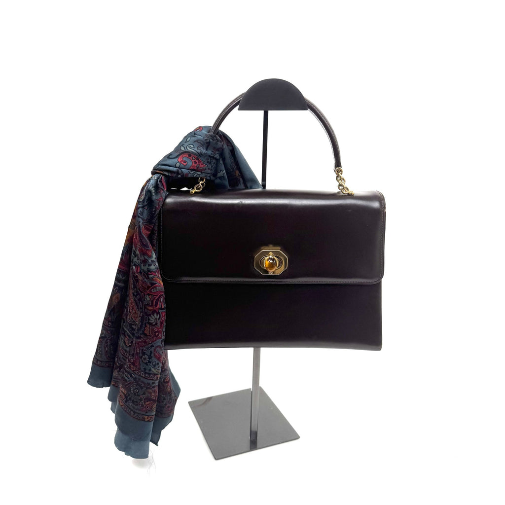 Gucci Vintage Chocolate Brown Leather Gold Chain Handbag