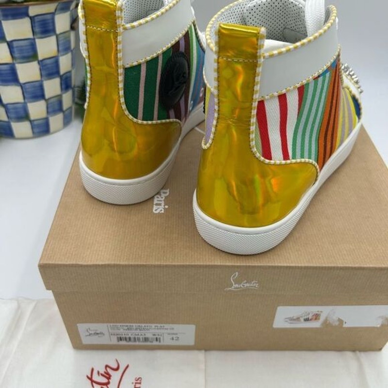 Men’s Christian Louboutin Lou spikes high top sneakers size 42 made in Italy