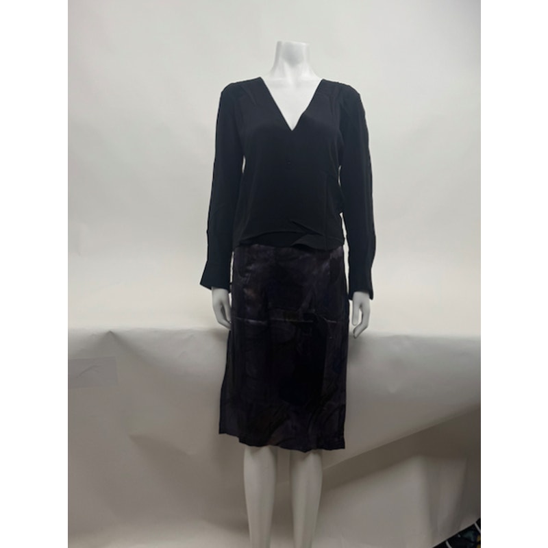 Barbara Bui NWT Black 100% Silk Necktie Designer Blouse Size 38 / US 6