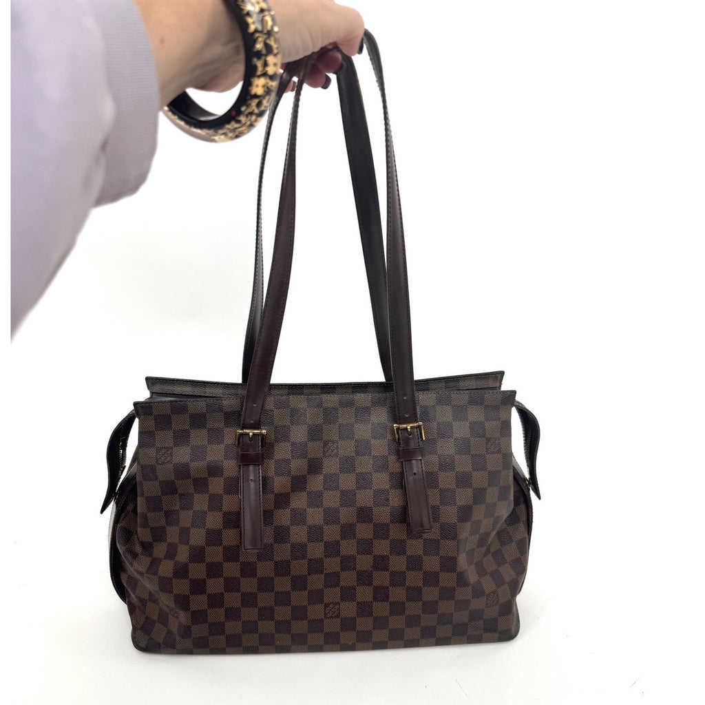 Louis Vuitton Brown Damier Ebene Chelsea Coated Canvas Top Zip Tote Bag