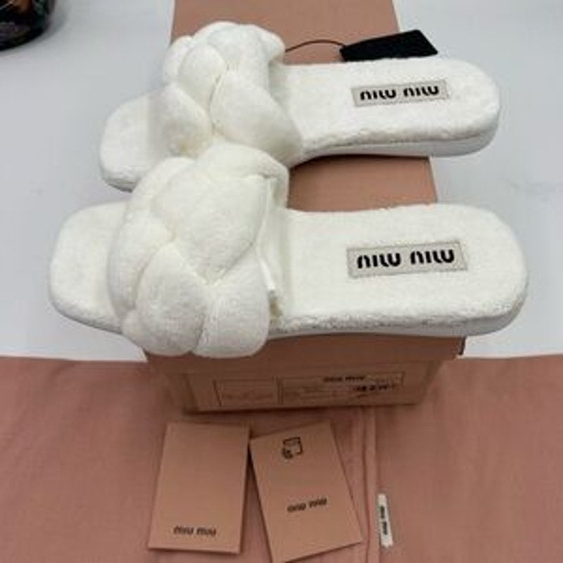 Women's Miu Miu Terry cloth slide sandals size 37.5 made in Italy