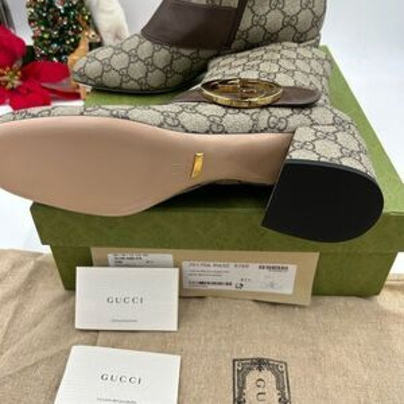 Women’s Gucci, Blondie GG Supreme, leather ankle boots size 41.5 made in Italy
