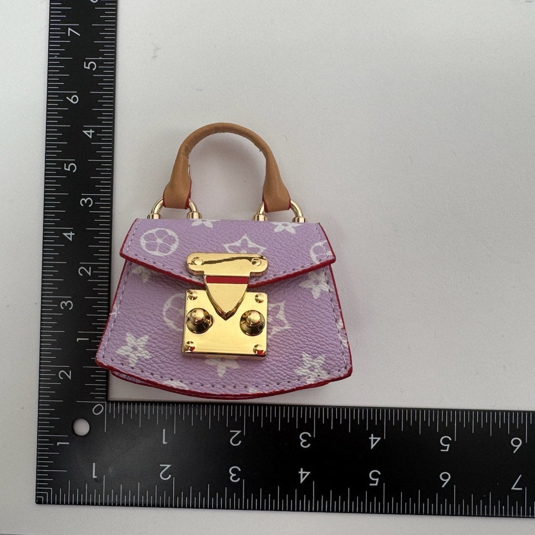Petite Coated Canvas Top-Handle Bag Nano Charm with Gold Hardware