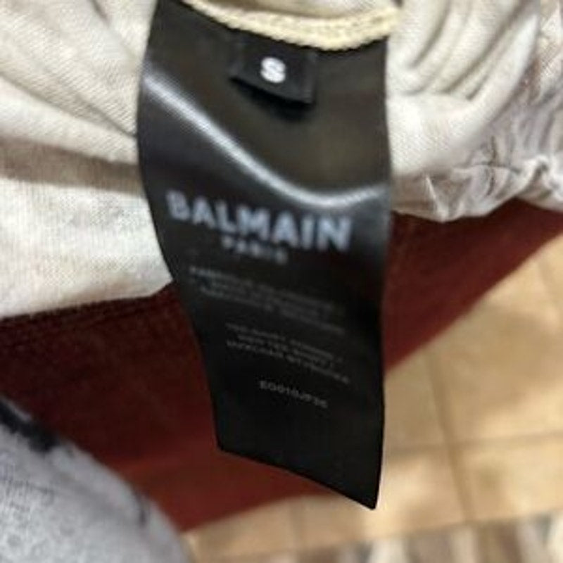 Men's Balmain oversized cotton shirt with printed pyramid monogram size small