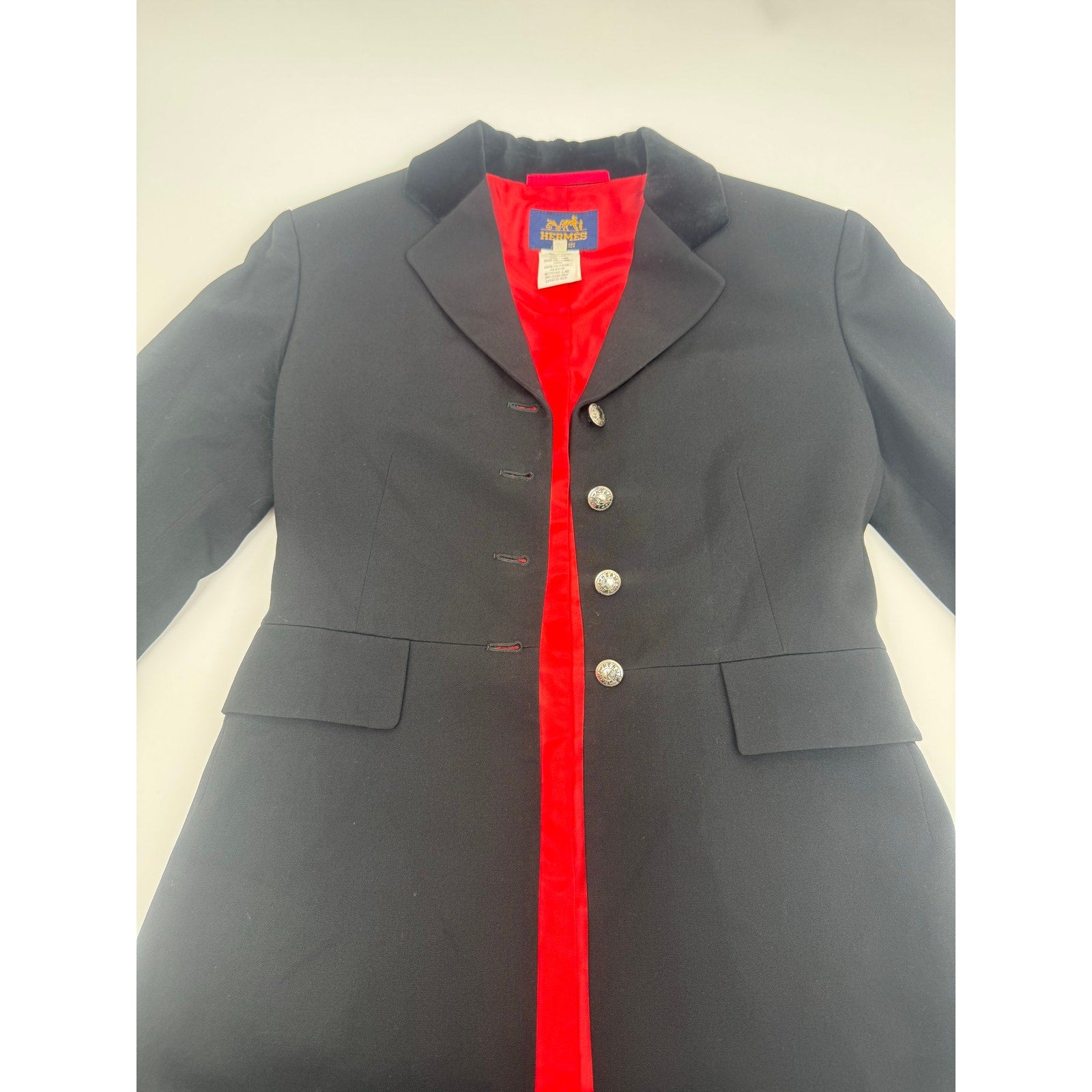 Hermes Women's Black 100% Wool Blazer Jacket Size FR 40 / US 8