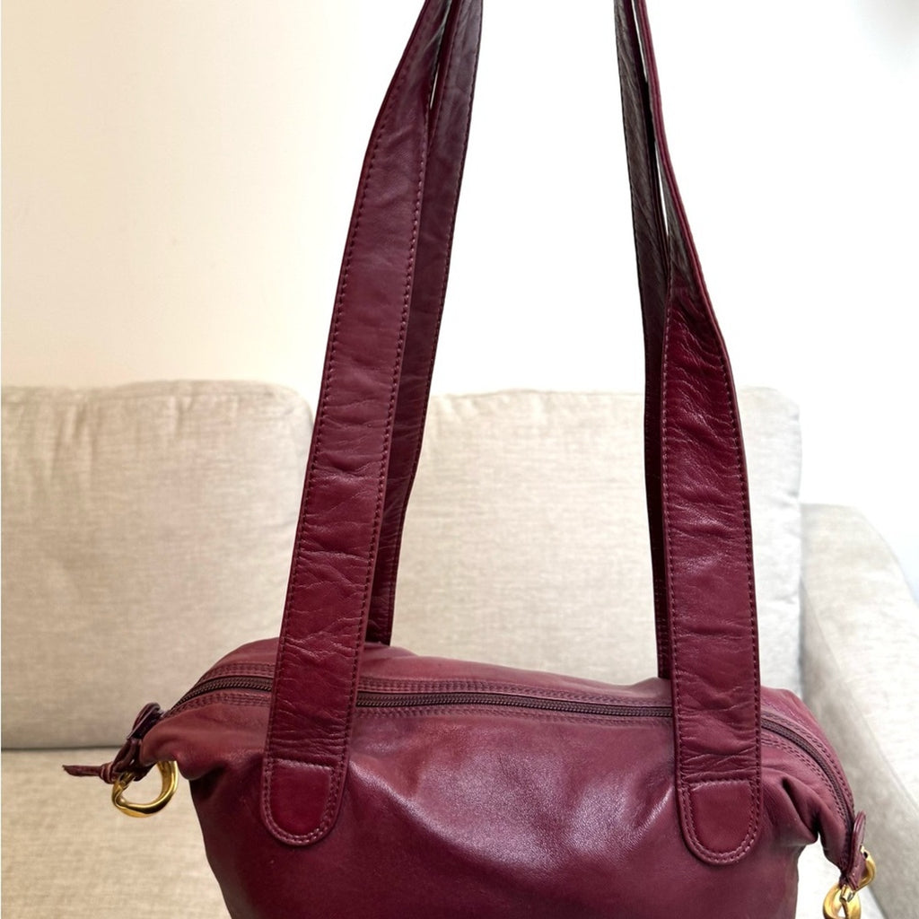 Loewe leather long strap buttery soft w/anagram and gold side gorgeous accents