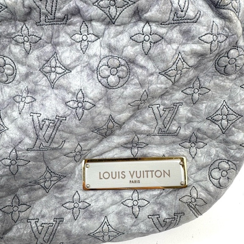 Louis Vuitton Runway..RARE Gray underarm top zip w/ruffle/plaque/twisted handle