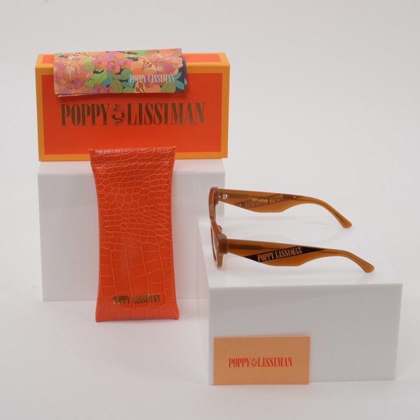 Poppy Lissiman NWT Ren Orange Brown Tortoise Shell Tinted Cat Eye Sunglasses