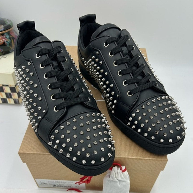 Men's Christian Louboutin, Louis Jr Spike flat sneakers size 47 made in Italy