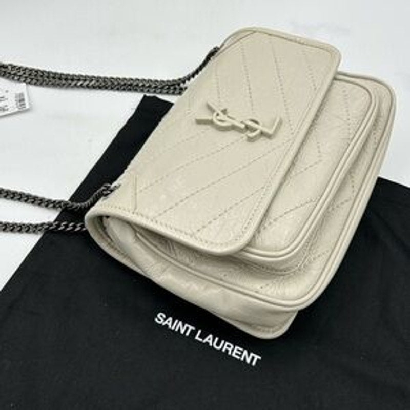 Women's Saint Laurent Ysl NIKI BABY shoulder bag in vintage crinkled leather