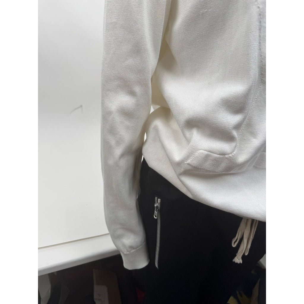 Louis Vuitton White Intarsia Knit Sweater Hoodie Size XL Made in Italy