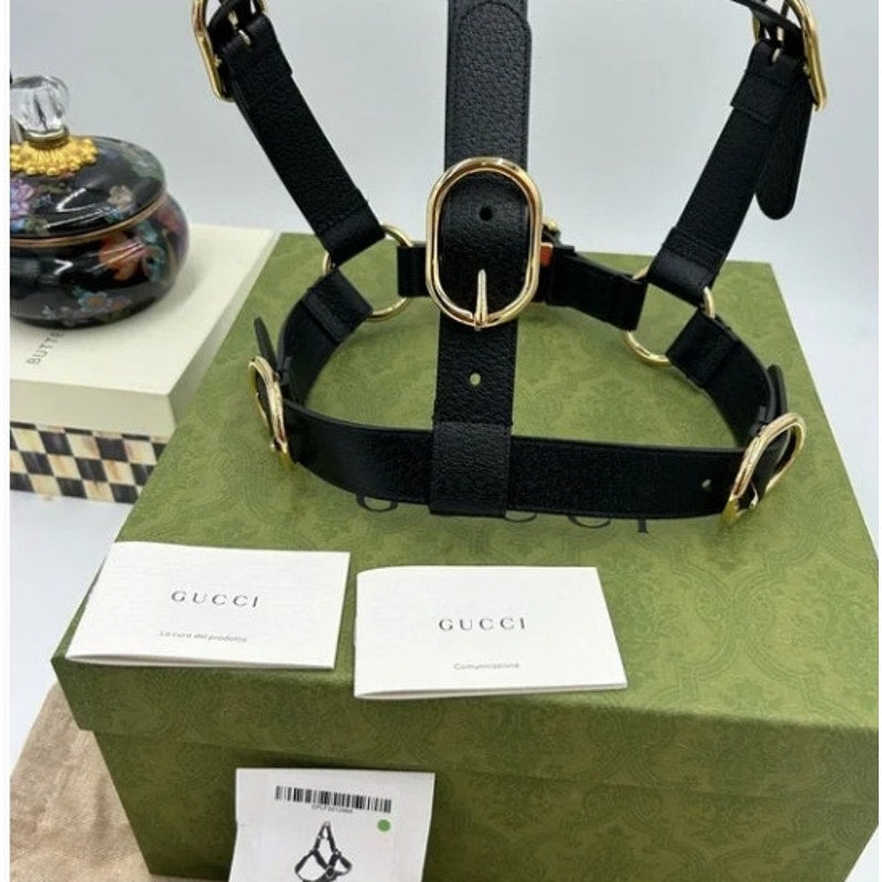 Gucci demetra , extra large leather dog harness made in Italy