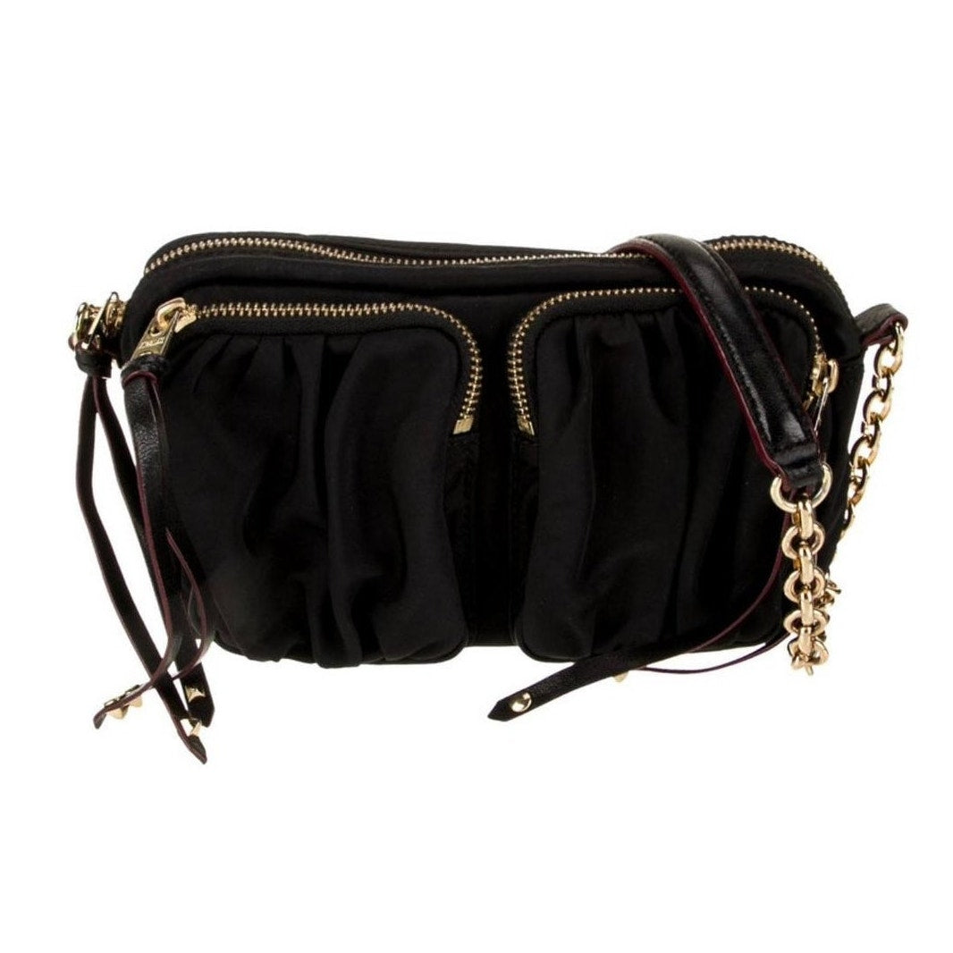 Women's MZ Wallace Black Nylon Bedford Crossbody Bag with Chain Link Strap