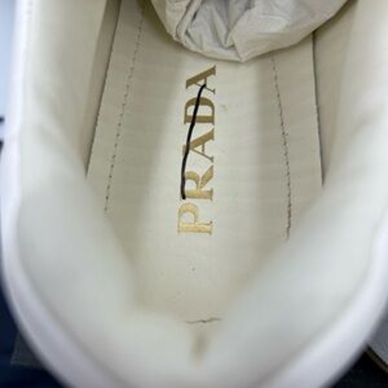 Men's Prada triangle logo leather sneakers size 8 fits 9 US made in Italy