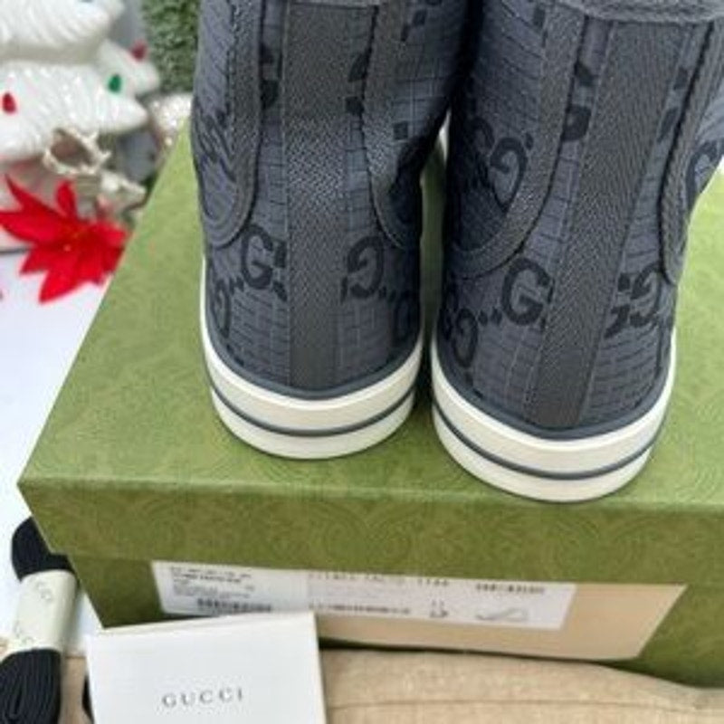 Gucci Men's tennis 1977 Black and Gray High-Top Sneakers size 11 made in Italy