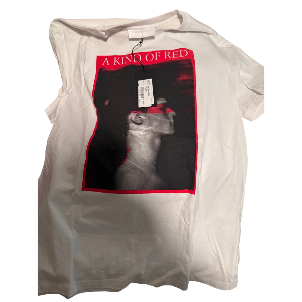 Men's Neil Barrett NWT White "A Kind Of Red" Graphic Short Sleeve T-Shirt Size L