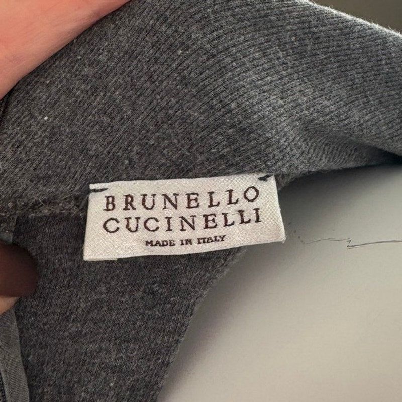 Brunello Cucinelli Grey Knit Mock Turtleneck Mini Dress Size XL Fits Size M