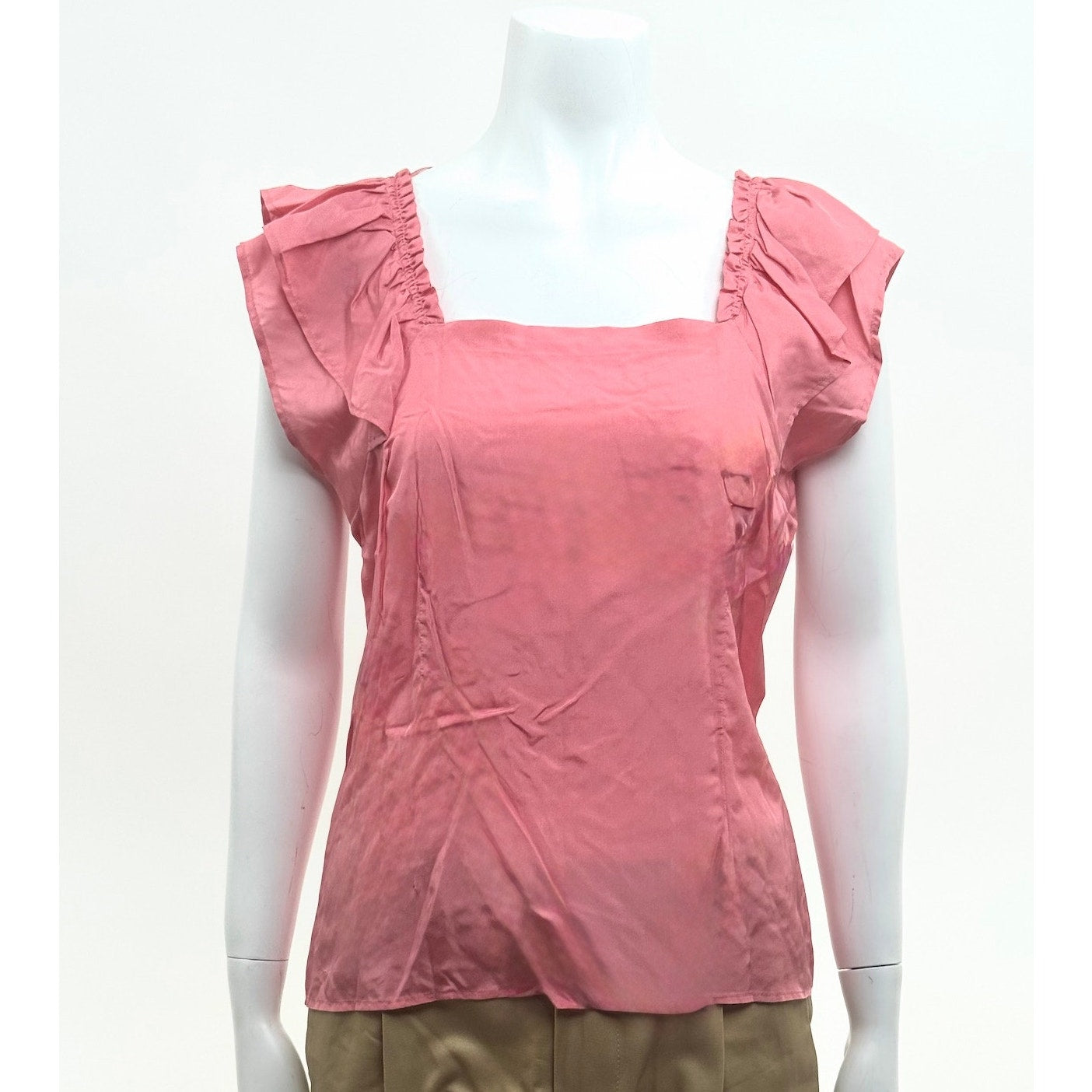 Prada NWT 100% Silk Pink Ruffle Sleeve Blouse Top IT 42 US 6-8 Made in Italy