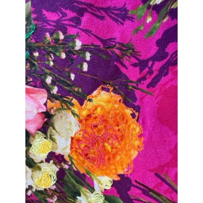 Unisex Louis Vuitton Embroidered Pink Floral T-Shirt Size Large