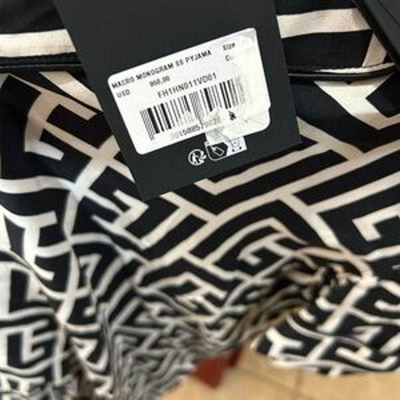 Men's Balmain monogram pajama shirt, size 43 made in Italy