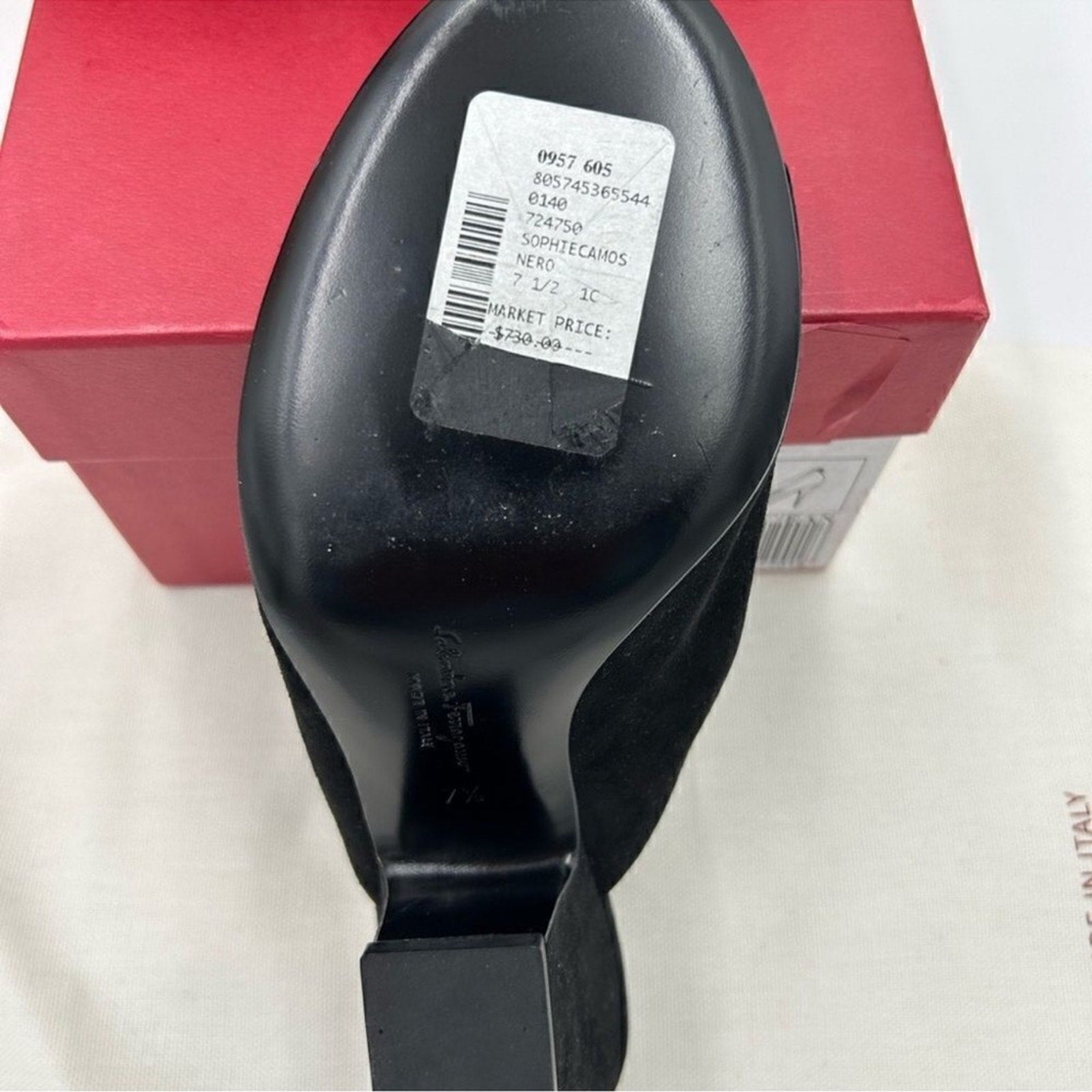 Women's Salvatore Ferragamo Judy 85 Suede mules, size 7, made in Italy