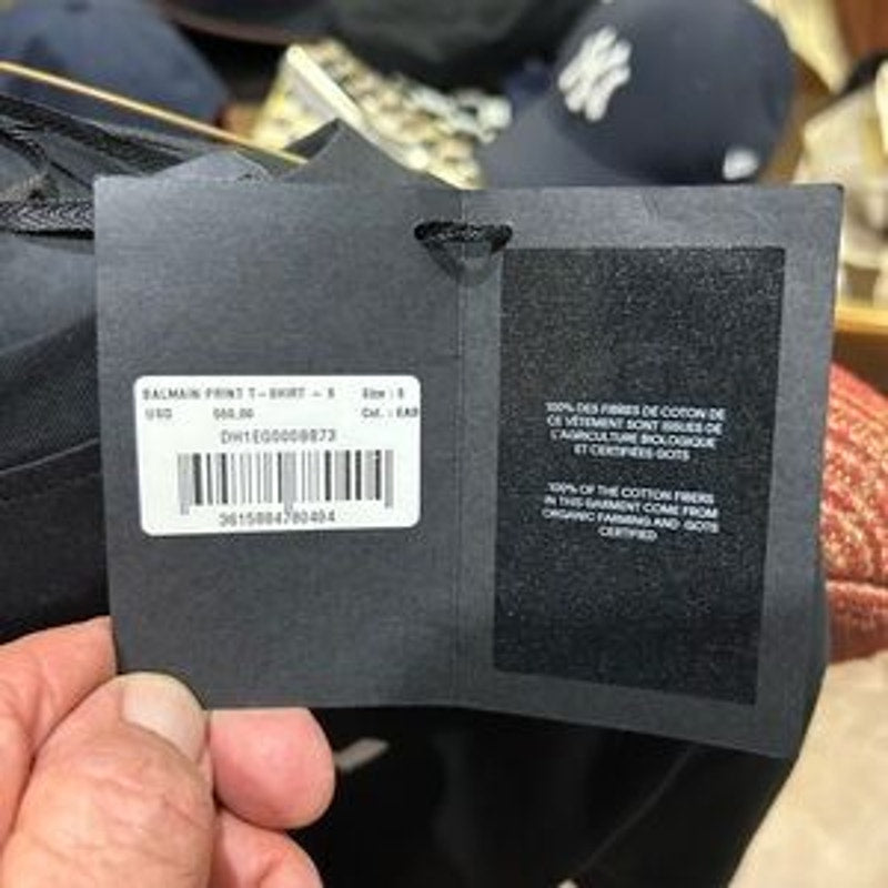 Balmain Paris Black cotton logo T-Shirt for Men size small made in Italy