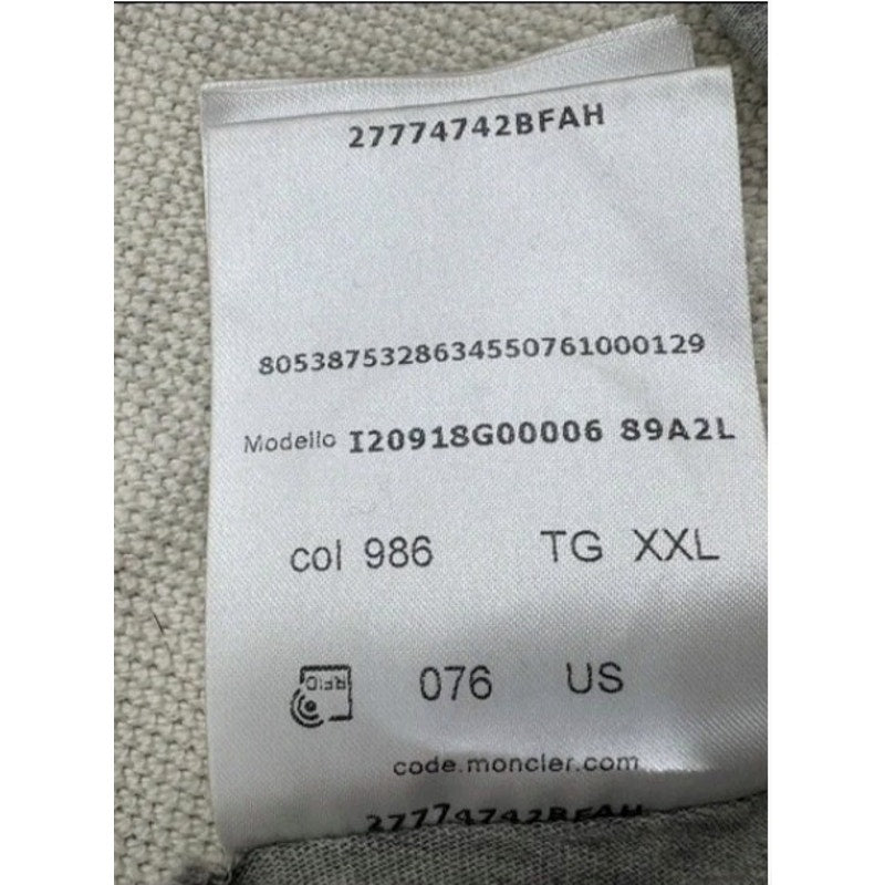 Moncler Men’s 2XL Gray Zip-Up Hoodie – Metallic Puffed Lettering (NWOT)