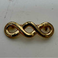 Gold Infinity pin with a closure that rotates around to keep it secure
